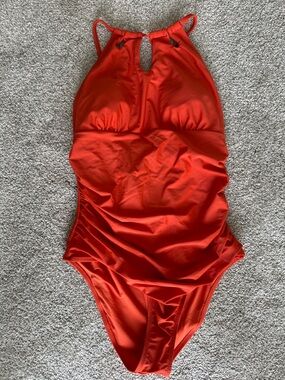 Cupshe Bright Orange Halter One-Piece Swimsuit